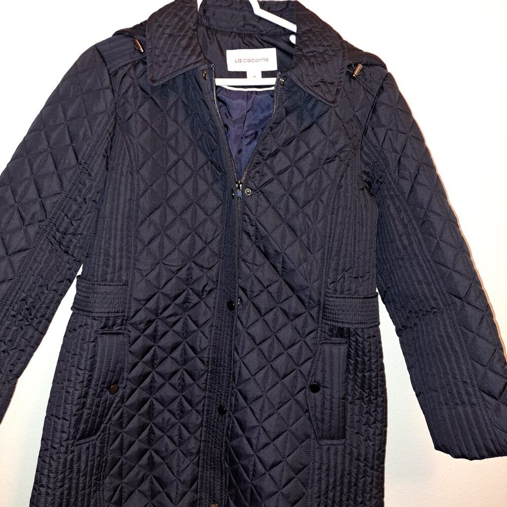 Liz Claiborne Hooded Midweight Quilted Jacket - Picture 3 of 11